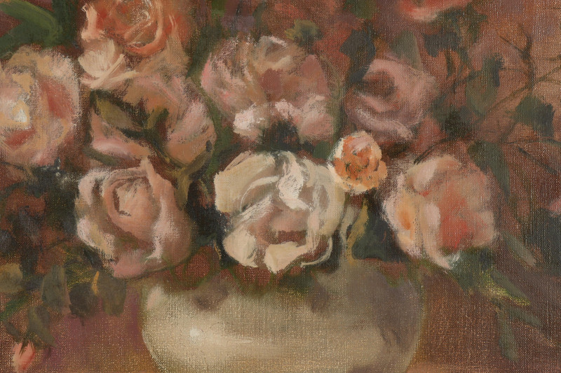 Pink Roses in a Vase Large Still Life 20th/21st