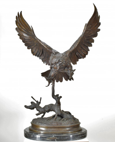 Image for Lot Jules Moigniez Owl Bronze 19th C