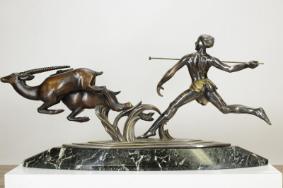 Alexandre Kelety The Hunter bronze on marble