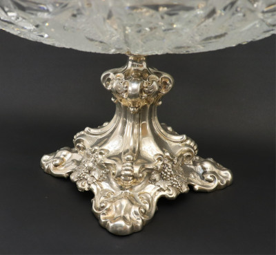 Pr Continental Rococo 830 Silver/Glass Compotes
