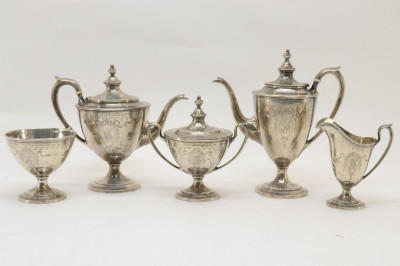 Image for Lot 5Piece Sterling Silver Tea Coffee Service