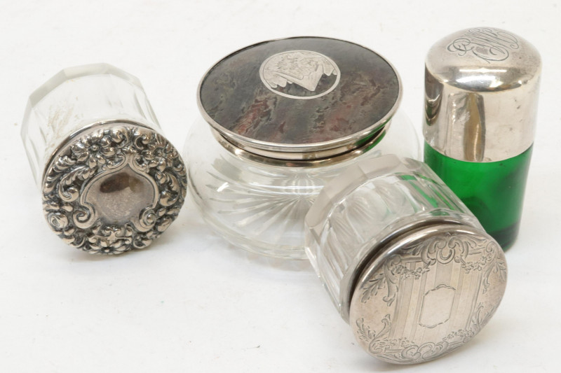13 Sterling Silver Topped Jars Perfumes Inkwell