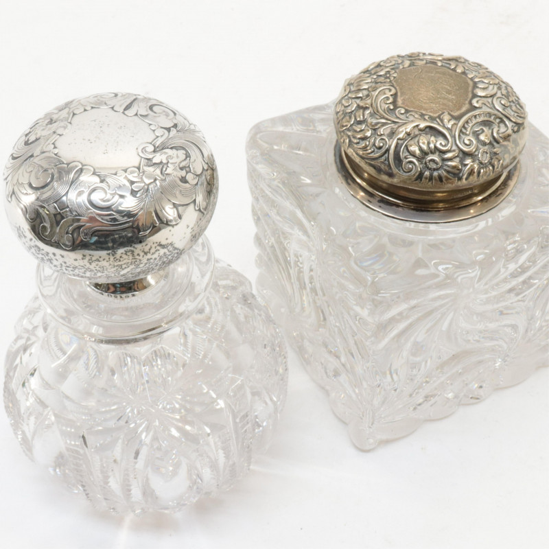 13 Sterling Silver Topped Jars Perfumes Inkwell