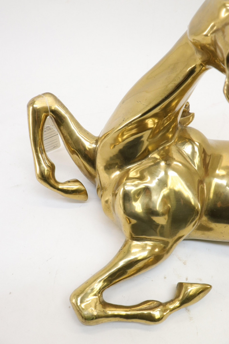 Brass Figure of a Recumbent Stallion