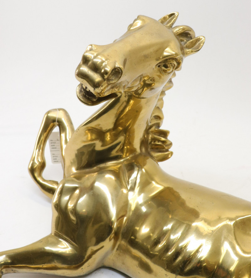 Brass Figure of a Recumbent Stallion