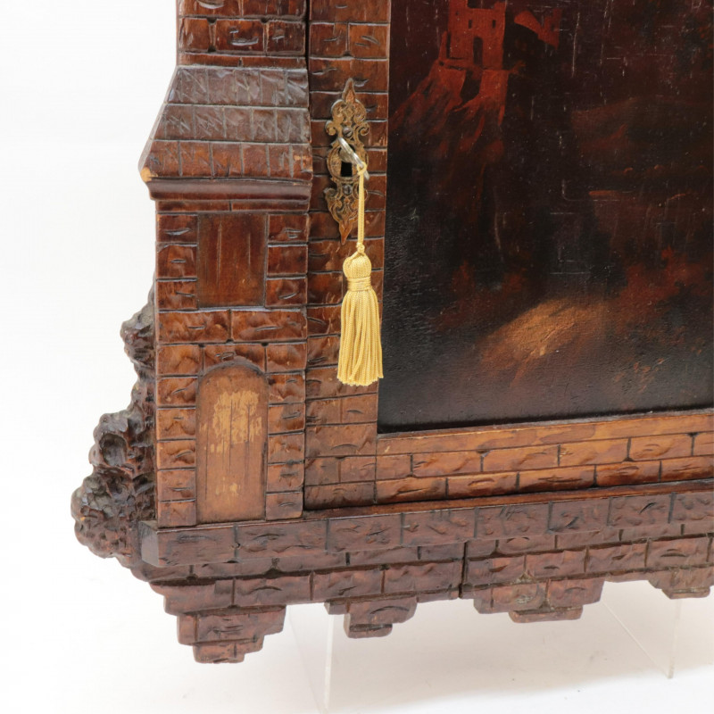 Carved Wood Castle Hanging Wall Box