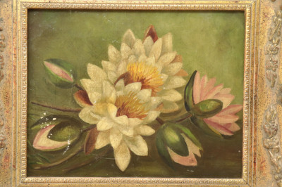 5 Floral Reverse Paintings W/C Pastels