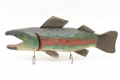 4 Folk Art Animals Decoys Fish by JW Buttonow