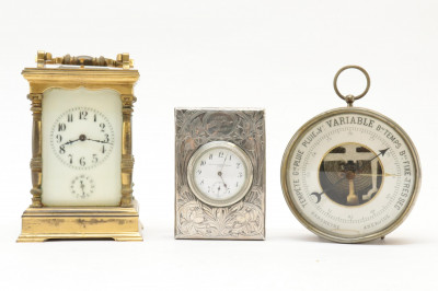 Image for Lot 2 Clocks and a Barometer Black Starr Frost