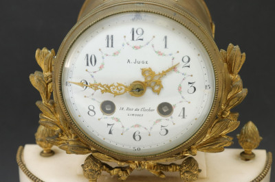 Louis XVI Style Gilt Bronze Marble Clock Set 19