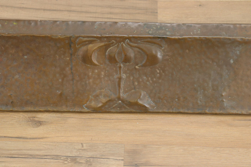 Art Nouveau Hammered Copper Fireplace Fender