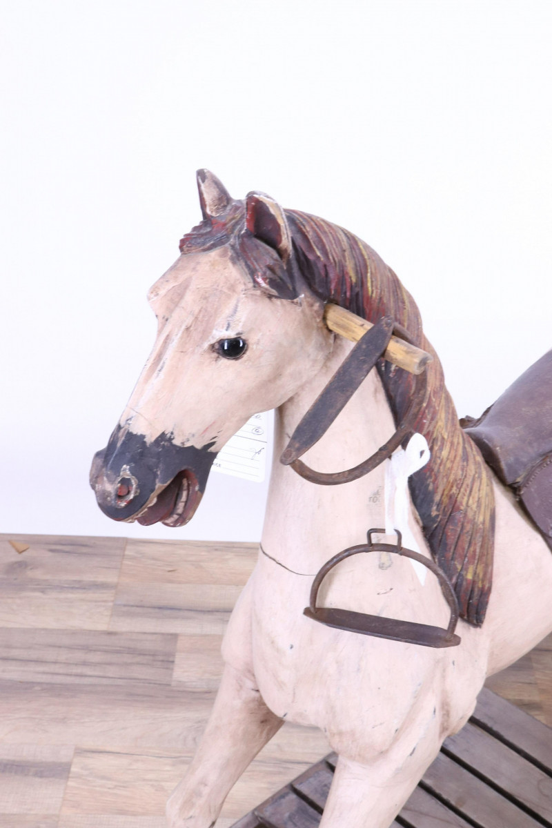 Vintage Painted Wood Rocking Horse
