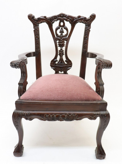 Image for Lot Carved Mahogany Childs/Doll Chippendale Chair