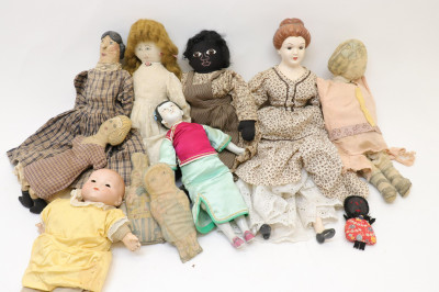 Image for Lot Vintage Doll Collection: Bisque Porcelain Fabric