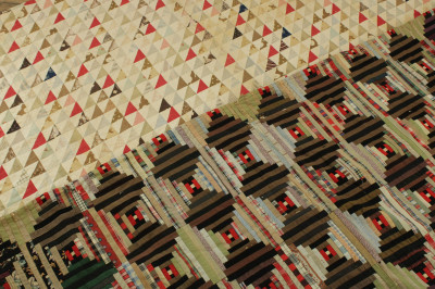 Image for Lot Two Vintage Quilts: Log Cabin Diagonal Triangles