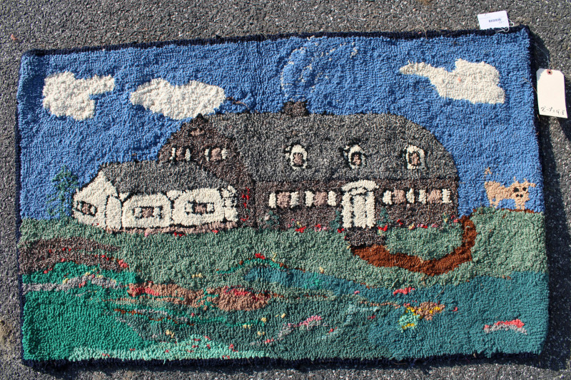 Three Vintage Rugs: 'Welcome' Scottie Dogs; House