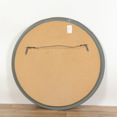 Mid Century Circular Cutout Oak Mirror