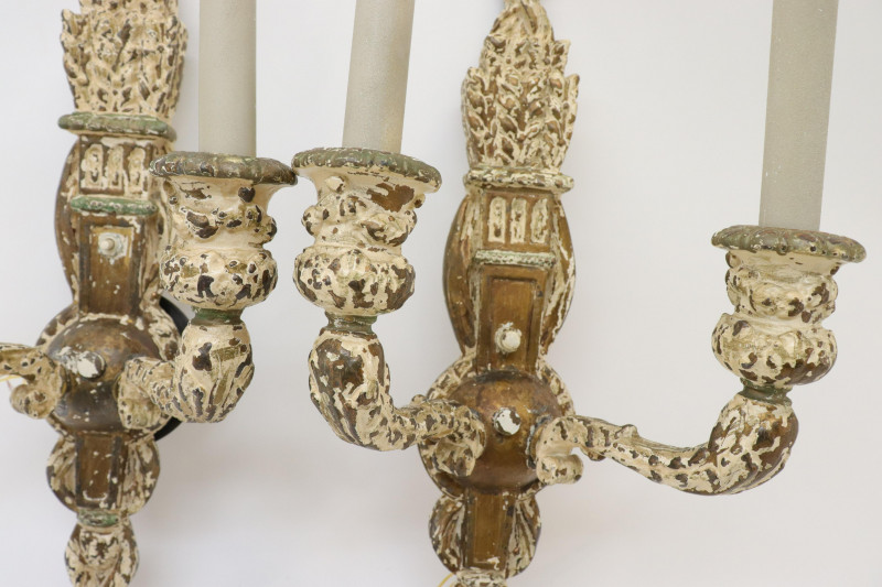 Pair of Neoclassical Metal Clad Wall Sconces
