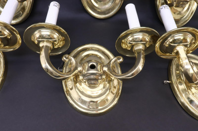 Set of 6 Brass 2Light Sconces