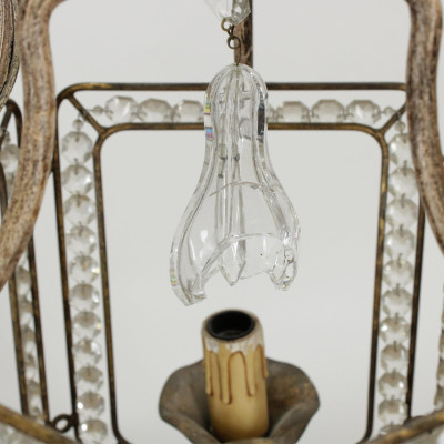 Metal/Glass Chinoiserie Style 5Light Chandelier