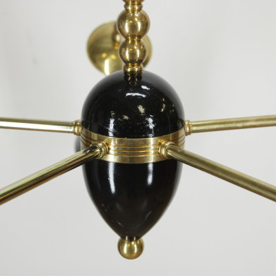 Midcentury Modern Brass Pendant Chandelier