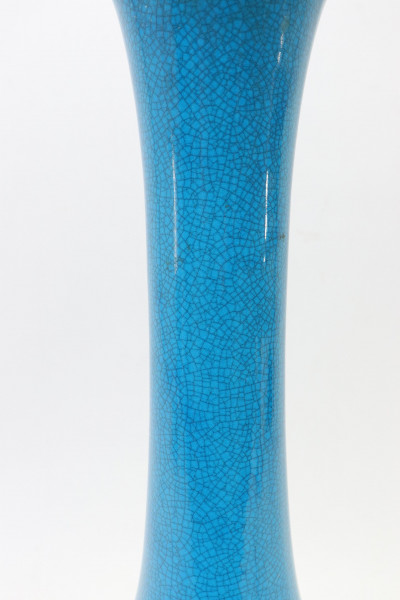 2 Lamps: MCM Turquoise Blue Ceramic; Vintage Glass
