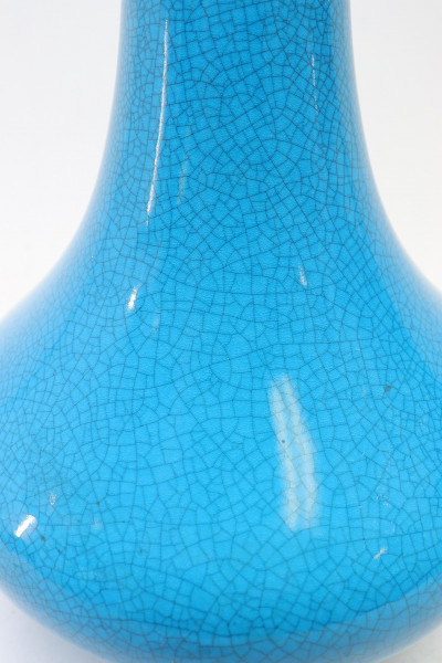2 Lamps: MCM Turquoise Blue Ceramic; Vintage Glass