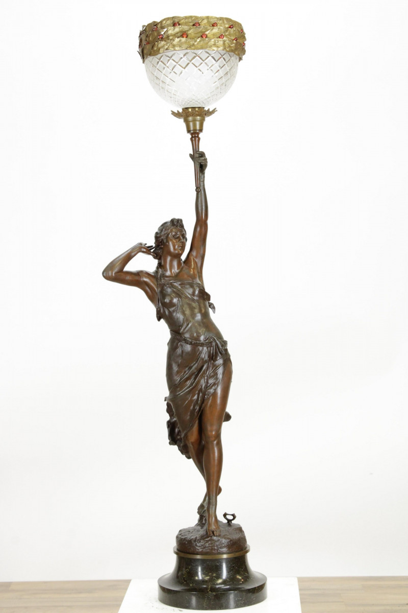 Bronze Patinated White Metal Figural Lamp