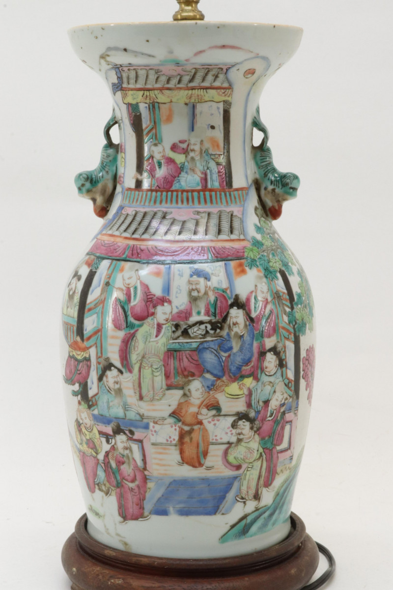 Chinese Famille Rose Porcelain Vase / Lamp