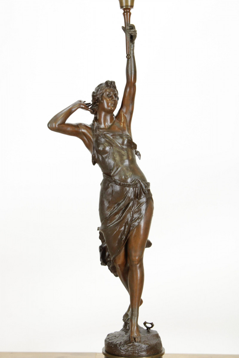 Bronze Patinated White Metal Figural Lamp