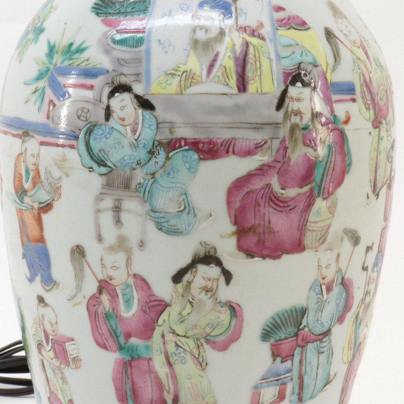 Chinese Famille Rose Porcelain Vase / Lamp