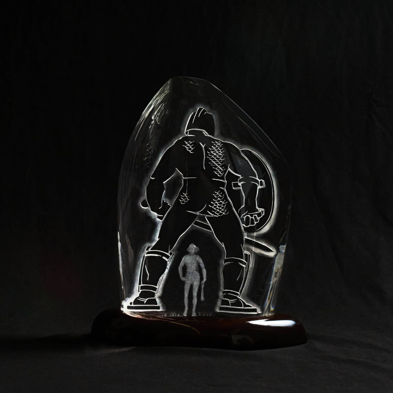 Don Wier for Steuben Glass - David and Goliath Sculpture