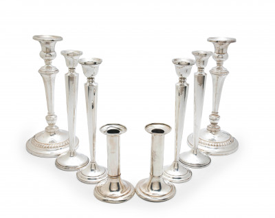 Image for Lot Tiffany &amp; Co. and other makers - Eight Weighted Silver Candlesticks