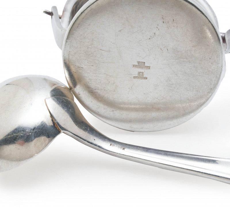Christofle, Gorham, and other makers - Five Sterling and Silver-Plated Pieces