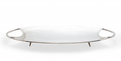 Calderoni Fratelli - Footed silver oval tray with open handles