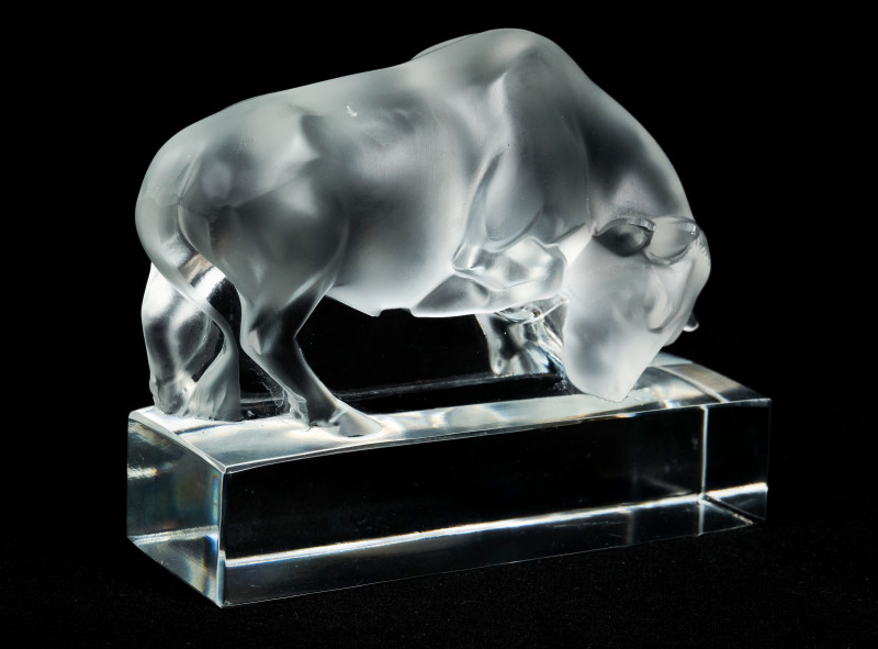 Lalique Crystal - Bull, Bird and Fish Three (3) Sculptures