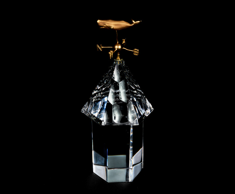 James Houston for Steuben Glass - Cupola with Golden Whale weathervane