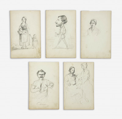 Image for Lot Possibly Edouard Manet - Group of Five (5) Figure Drawings