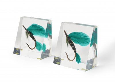 Unknown Artist - Lucite fishing lure Bookends