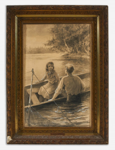 Artist Unknown - Untitled (Young girl in a canoe)