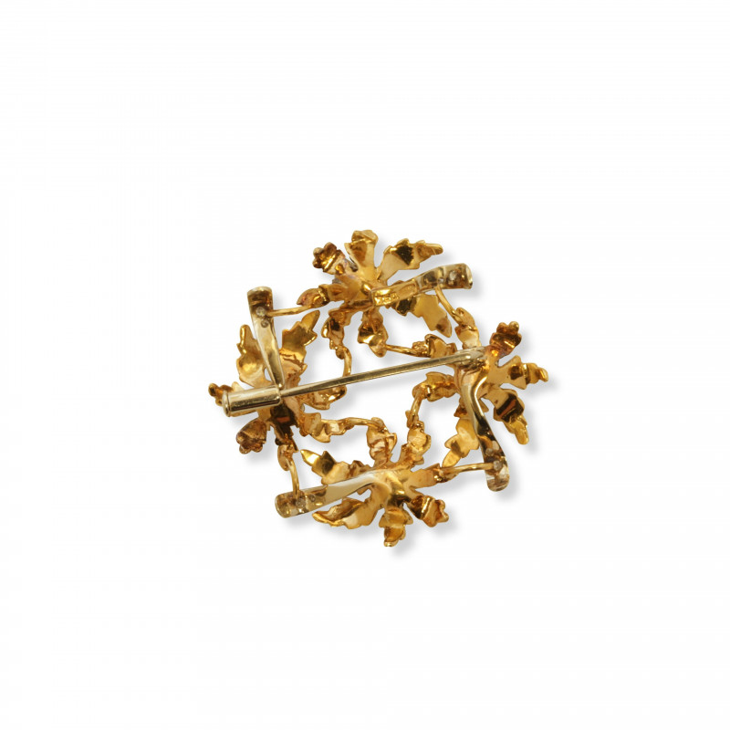 18k Gold and Jewel Flower Brooch