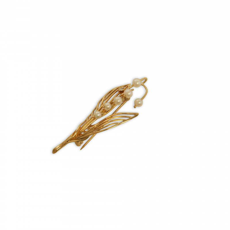 14K Pearl Lily of the Valley Pin