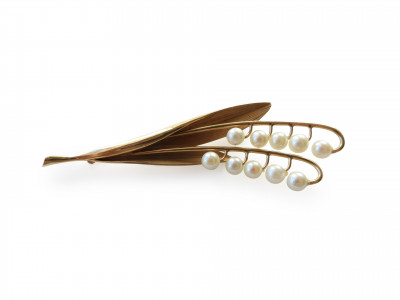 14k Gold Lily of the Valley Brooch