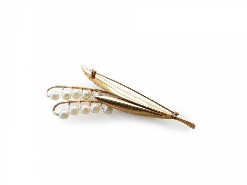 14k Gold Lily of the Valley Brooch