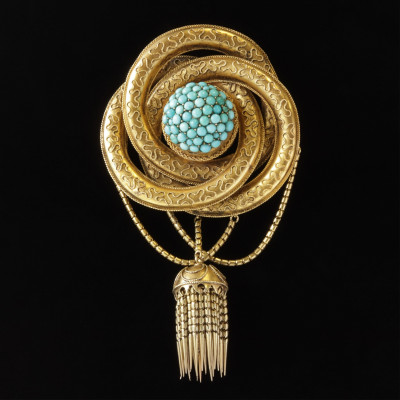 Image for Lot Victorian 14K Turquoise Pin