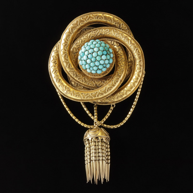 Victorian 14K Turquoise Pin