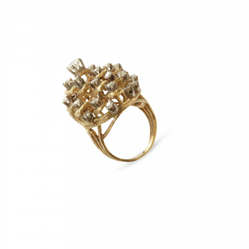 Brutalist 209ct Diamond and 14k Cocktail Ring