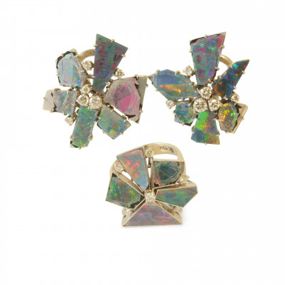 Image for Lot Harlequin Opal Diamond Suite