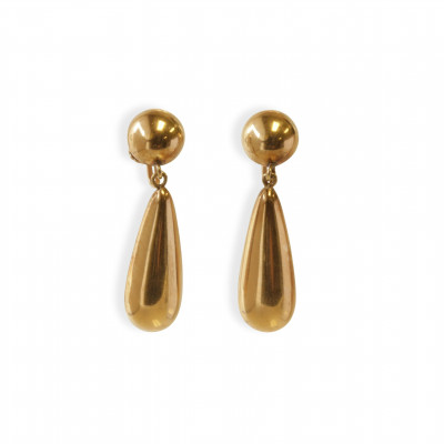 Image for Lot 14k Gold Retro Modern Drop Earrings
