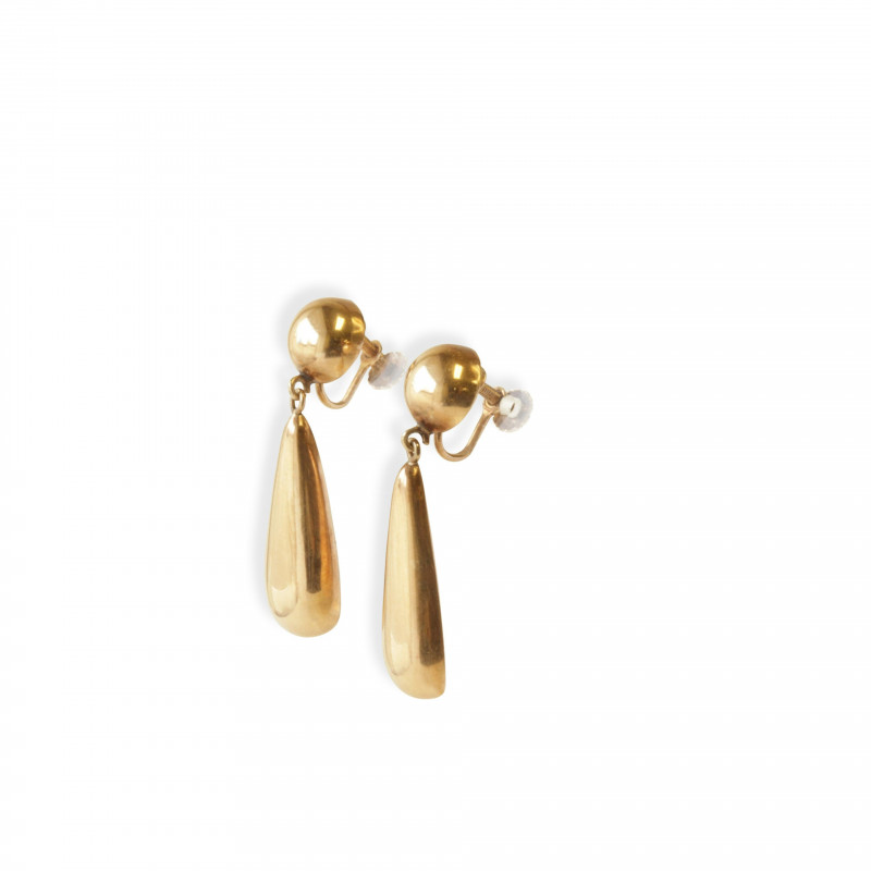 14k Gold Retro Modern Drop Earrings